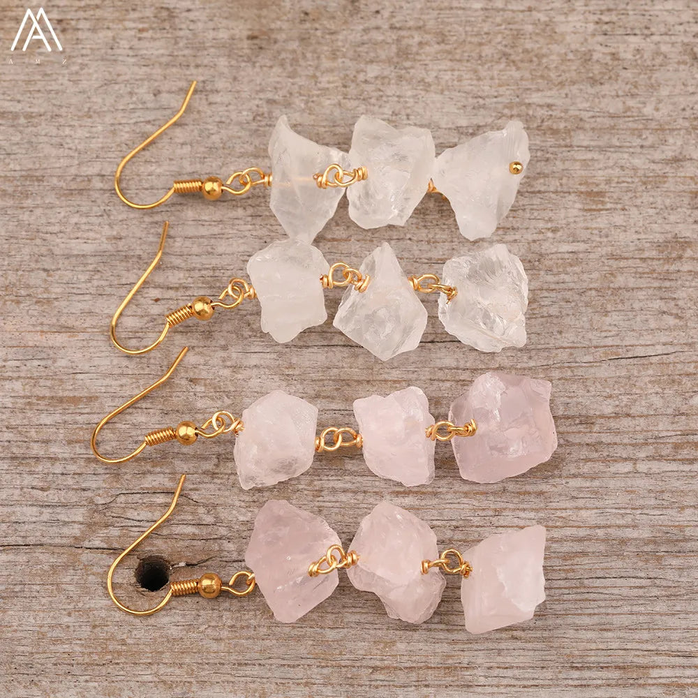 Natural Soul Jewels® - Orecchini pendenti con perline di pietre preziose naturali da donna in oro bohemia