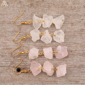 Natural Soul Jewels® - Orecchini pendenti con perline di pietre preziose naturali da donna in oro bohemia