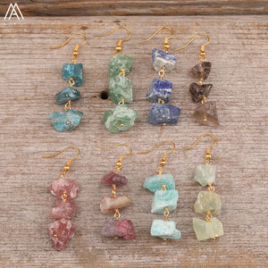 Natural Soul Jewels® - Orecchini pendenti con perline di pietre preziose naturali da donna in oro bohemia