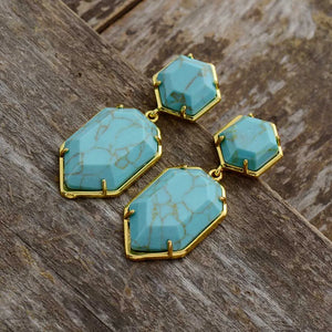 Lifeblood Jewels®  - Natural stone earrings trendy geometric designer women retro stud earring gifts fashion jewelry