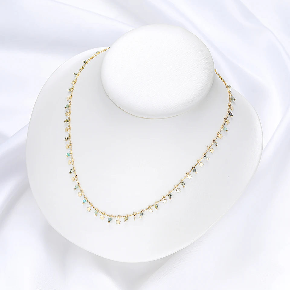 Natural Necklaces Jewels®  - Tourmaline necklace jewelry on neck on  amazonite turquoise for woman