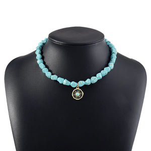 Natural Necklaces Jewels® - Irregular turquoise beaded pendant necklace for women
