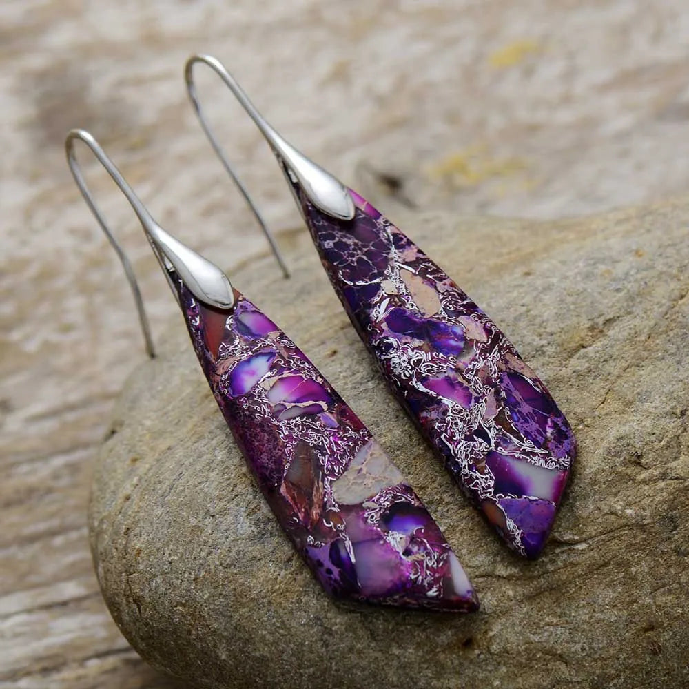 Naturali Stone® - Earring with geometric pendant made of natural stone - NaturJewels®