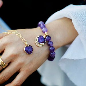 Beat Love Jewels® - Bracciale con perle di ametista, onice nero e diaspro da donna
