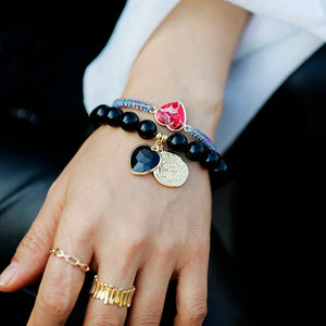 Beat Love Jewels® - Bracciale con perle di ametista, onice nero e diaspro da donna
