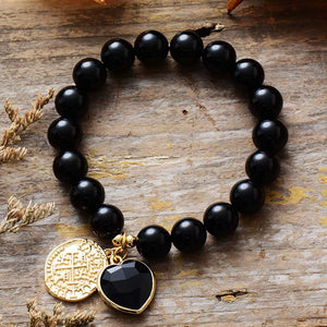 Beat Love Jewels® - Bracciale con perle di ametista, onice nero e diaspro da donna