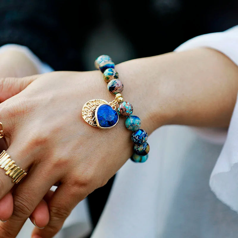 Beat Love Jewels® - Bracciale con perle di ametista, onice nero e diaspro da donna