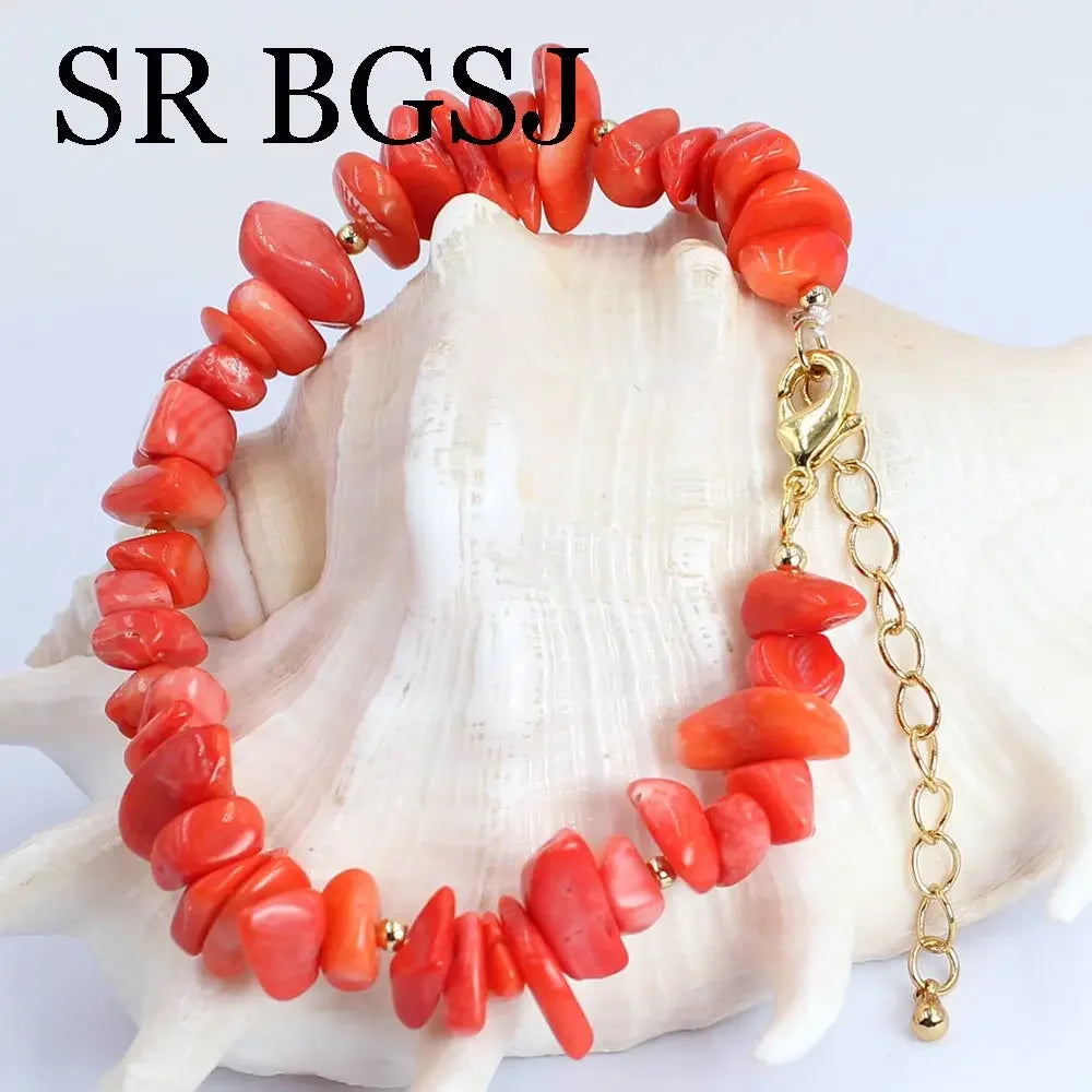 Natural Coral Jewels® - Completo di orecchini, bracciale e collana in corallo per donna