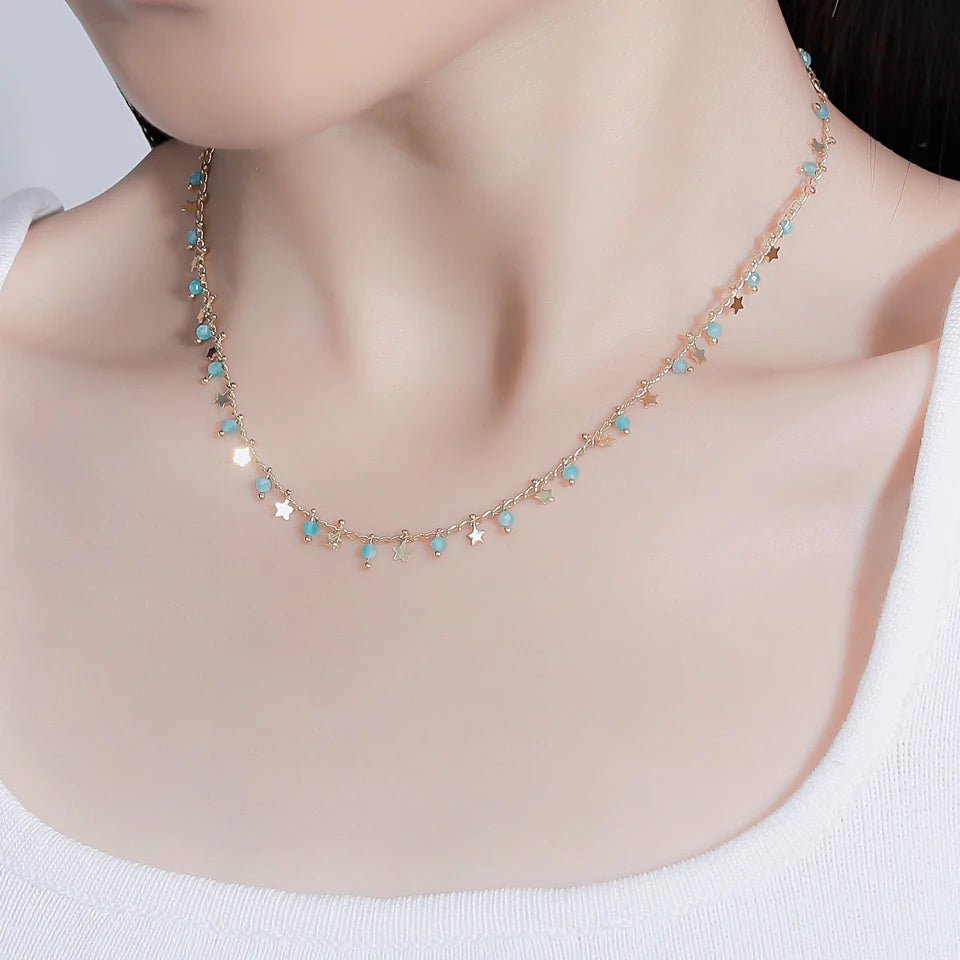 Natural Necklaces Jewels®  - Tourmaline necklace jewelry on neck on  amazonite turquoise for woman