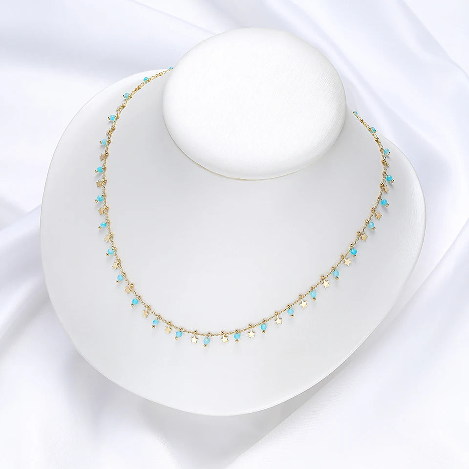 Natural Necklaces Jewels®  - Tourmaline necklace jewelry on neck on  amazonite turquoise for woman