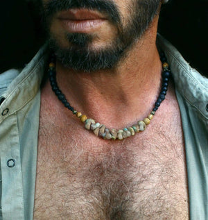 Lifeblood Jewels® - Men's necklace with turquoise gems - NaturJewels®