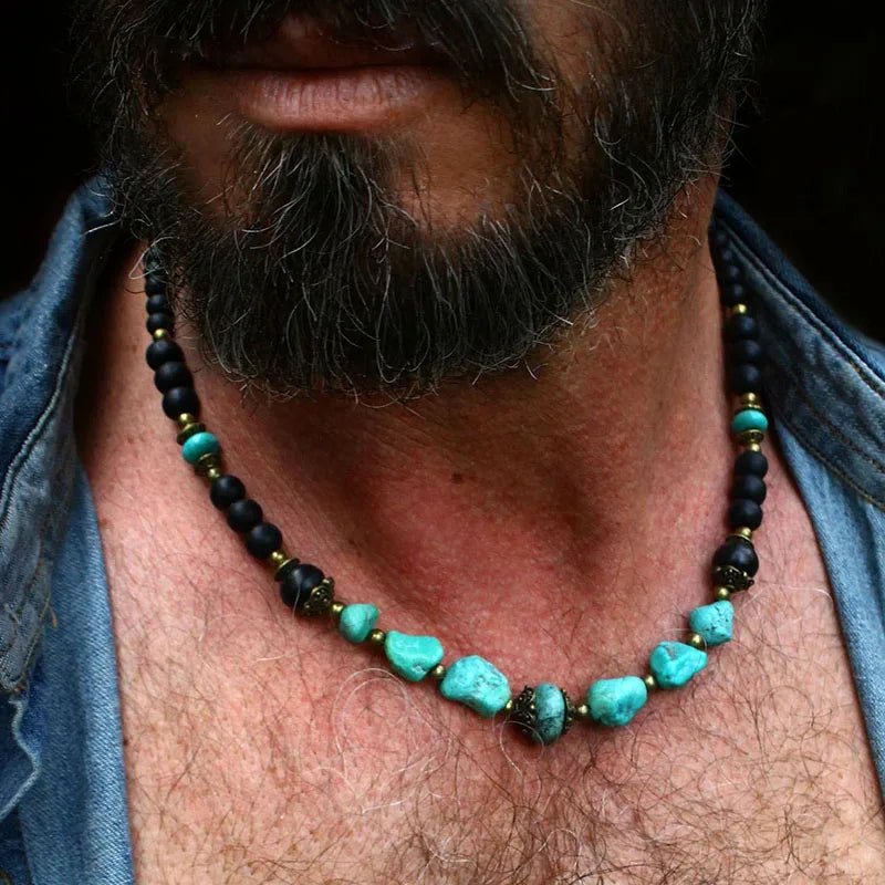 Lifeblood Jewels® - Men's necklace with turquoise gems - NaturJewels®