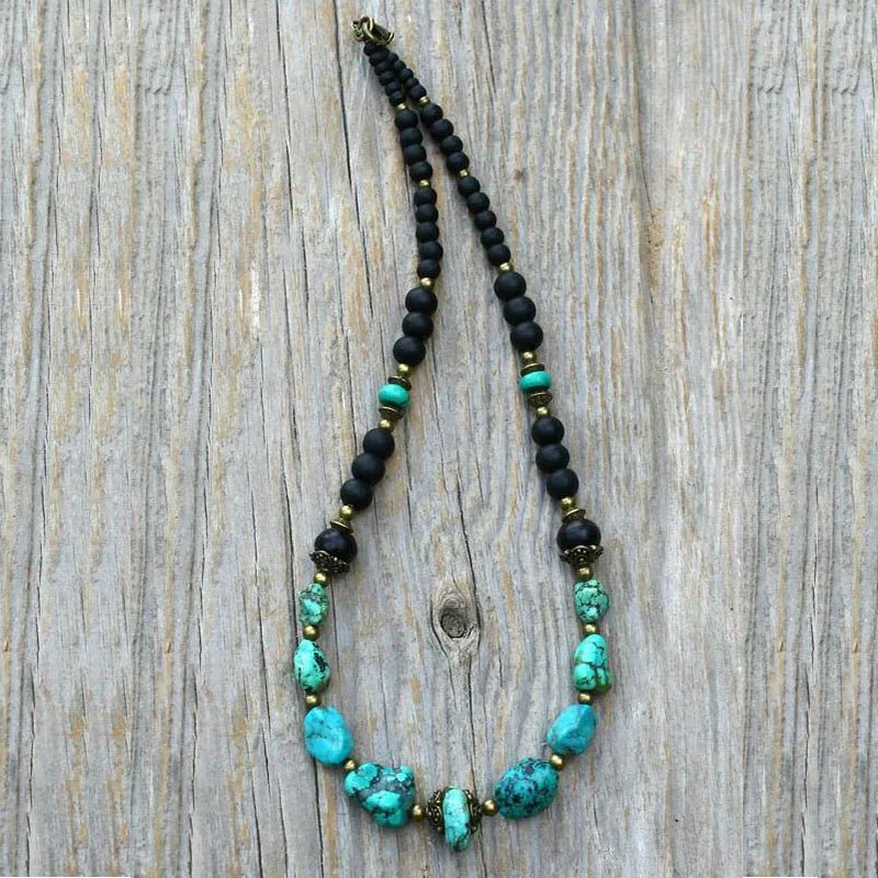 Lifeblood Jewels® - Men's necklace with turquoise gems - NaturJewels®
