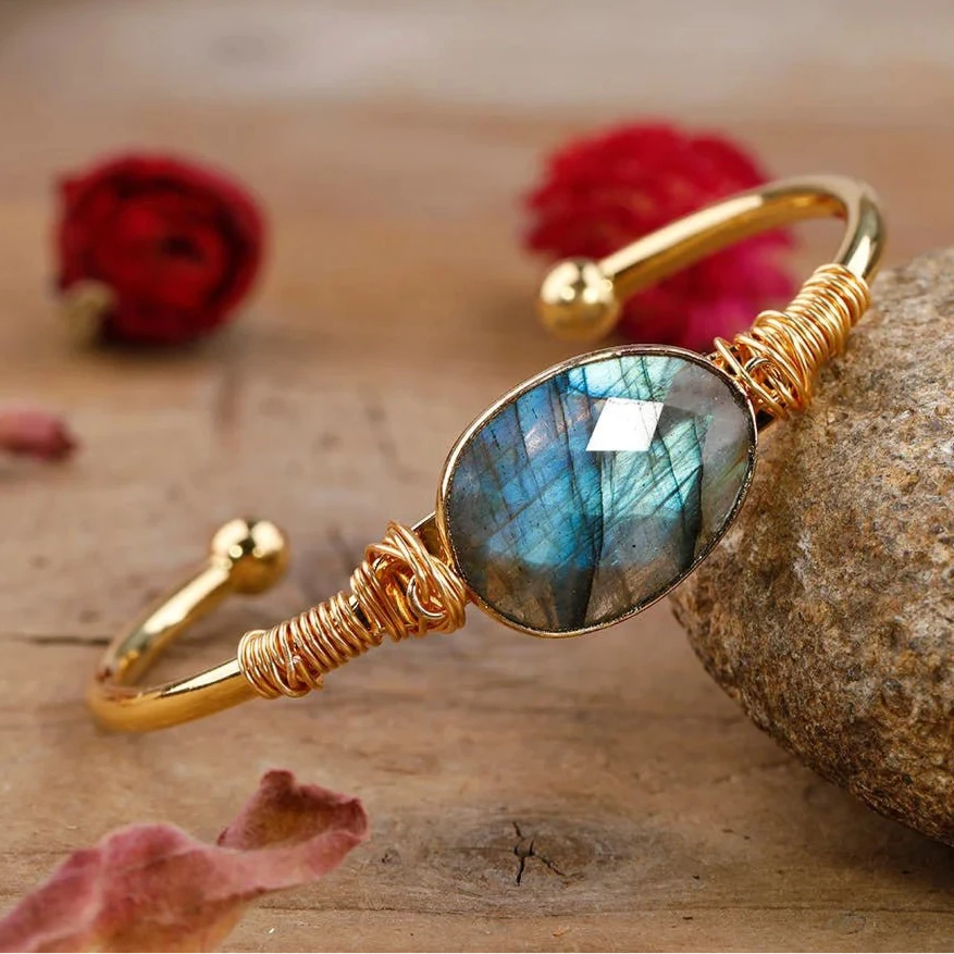 Natural Bracelets Jewels® - Bracelet with natural labradorite stone, for women - NaturJewels®