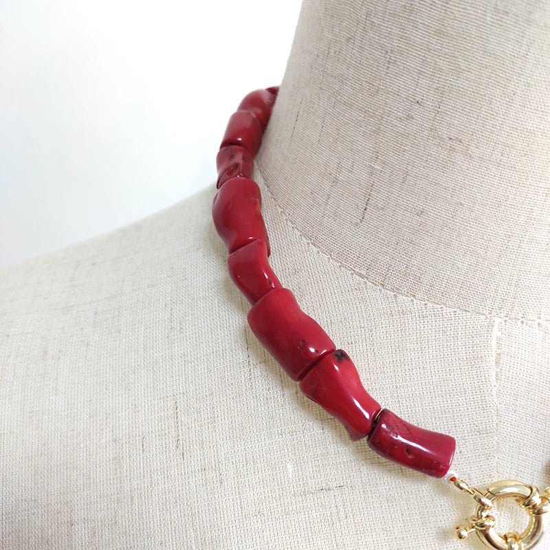 Natural Coral Jewel® - Red coral necklace with natural pearl - NaturJewels®