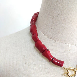Natural Coral Jewel® - Red coral necklace with natural pearl - NaturJewels®