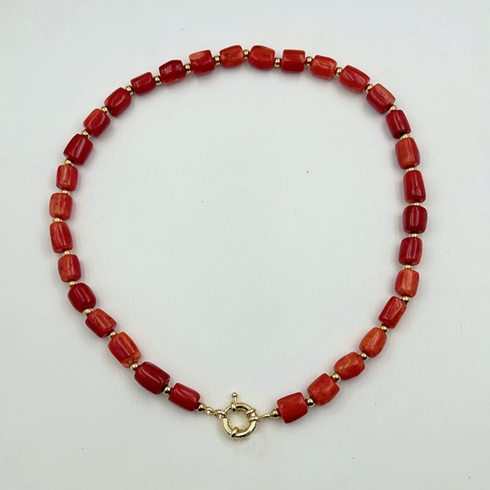 Natural Coral Jewel® - Red coral necklace with natural pearl - NaturJewels®