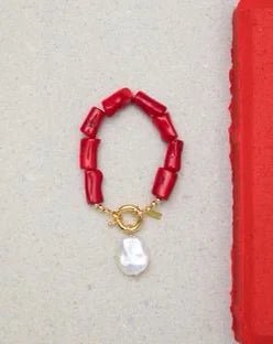 Natural Coral Jewel® - Red coral necklace with natural pearl - NaturJewels®