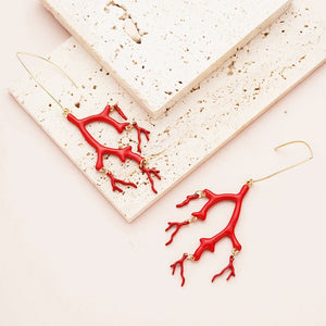 Natural Coral Jewels® - Red Enamel Coral Tree Earrings - NaturJewels®