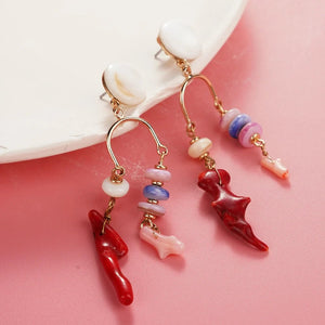 Natural Coral Jewels® - Red Enamel Coral Tree Earrings - NaturJewels®