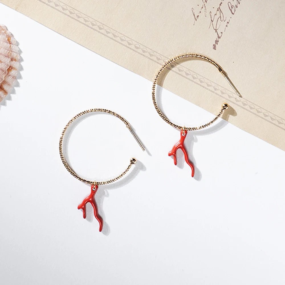 Natural Coral Jewels® - Red Enamel Coral Tree Earrings - NaturJewels®