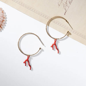Natural Coral Jewels® - Red Enamel Coral Tree Earrings - NaturJewels®