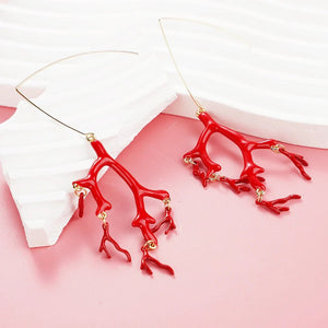 Natural Coral Jewels® - Red Enamel Coral Tree Earrings - NaturJewels®