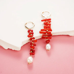 Natural Coral Jewels® - Red Enamel Coral Tree Earrings - NaturJewels®