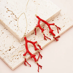 Natural Coral Jewels® - Red Enamel Coral Tree Earrings - NaturJewels®