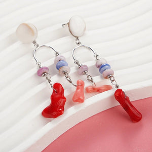 Natural Coral Jewels® - Red Enamel Coral Tree Earrings - NaturJewels®