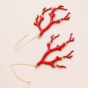 Natural Coral Jewels® - Red Enamel Coral Tree Earrings - NaturJewels®