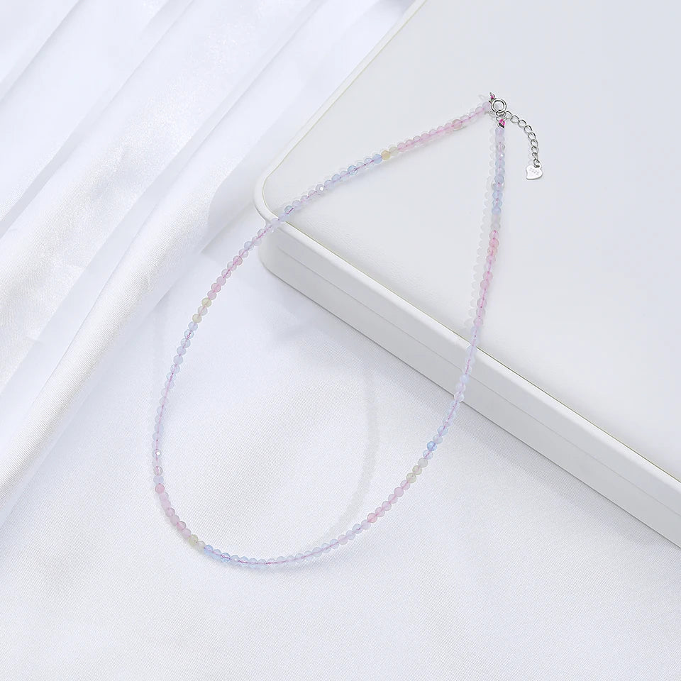 Natural Necklaces Jewels - Handcrafted 3mm natural stone necklace with tourmaline and silver - NaturJewels®