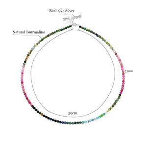 Natural Necklaces Jewels - Handcrafted 3mm natural stone necklace with tourmaline and silver - NaturJewels®