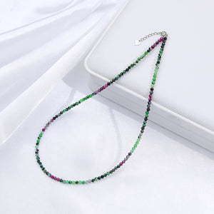 Natural Necklaces Jewels - Handcrafted 3mm natural stone necklace with tourmaline and silver - NaturJewels®