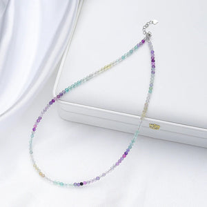 Natural Necklaces Jewels - Handcrafted 3mm natural stone necklace with tourmaline and silver - NaturJewels®