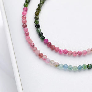 Natural Necklaces Jewels - Handcrafted 3mm natural stone necklace with tourmaline and silver - NaturJewels®