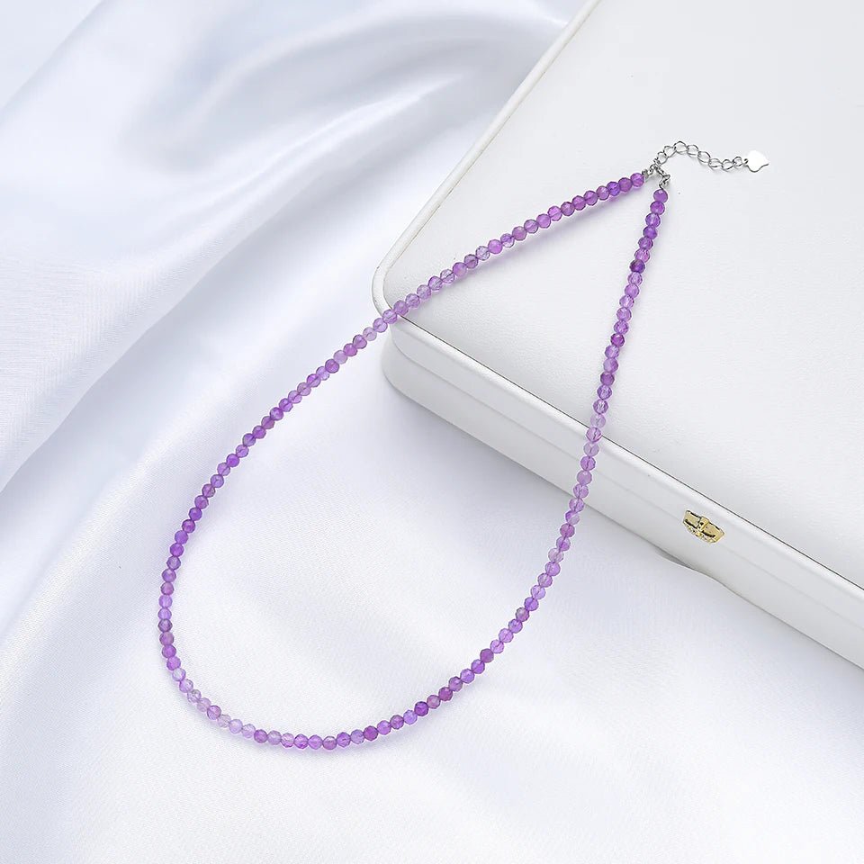 Natural Necklaces Jewels - Handcrafted 3mm natural stone necklace with tourmaline and silver - NaturJewels®