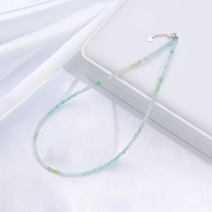 Natural Necklaces Jewels - Handcrafted 3mm natural stone necklace with tourmaline and silver - NaturJewels®