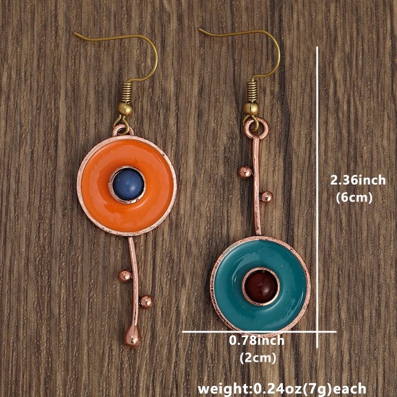 Natural Soul® - Bronze ear with round pendant in ethnic style - NaturJewels®