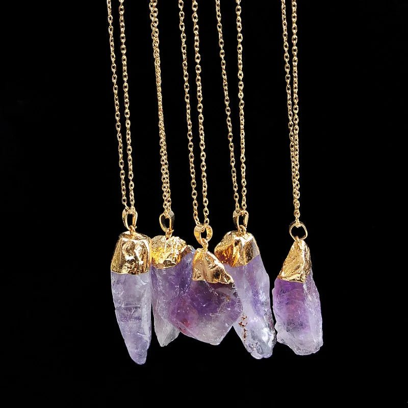 Natural Soul Jewels® - Irregular Amethyst Stone Necklace with Healing Crystal - NaturJewels®