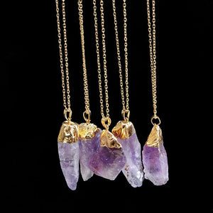 Natural Soul Jewels® - Irregular Amethyst Stone Necklace with Healing Crystal - NaturJewels®