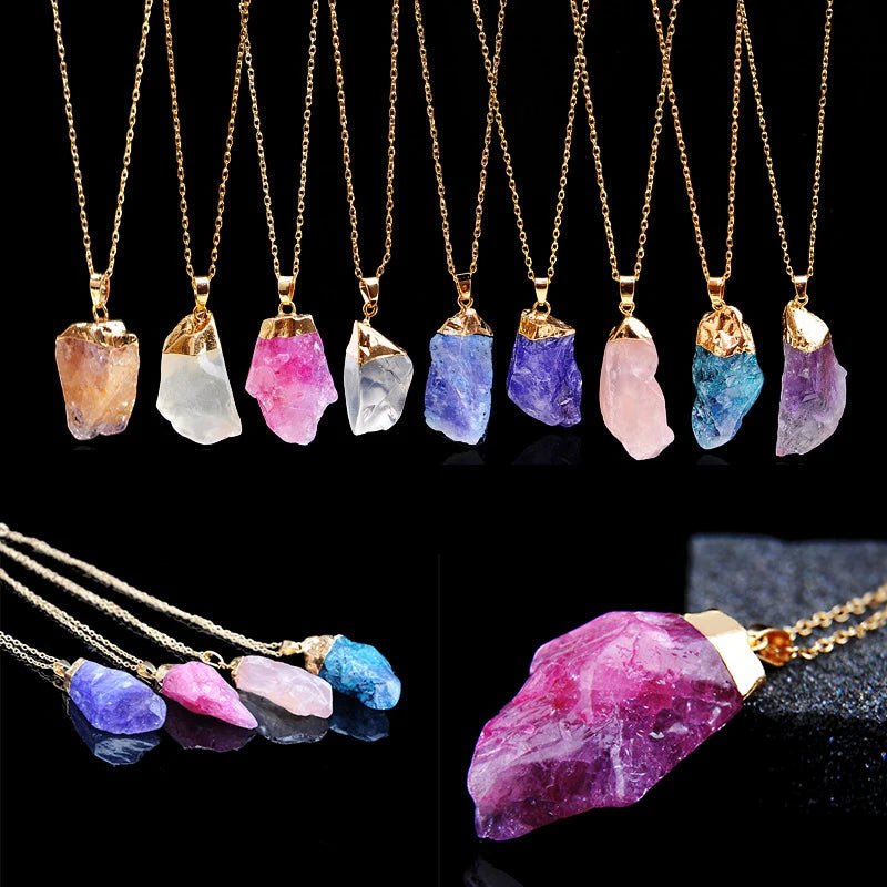 Natural Soul Jewels® - Irregular Amethyst Stone Necklace with Healing Crystal - NaturJewels®