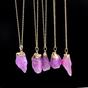 Natural Soul Jewels® - Irregular Amethyst Stone Necklace with Healing Crystal - NaturJewels®