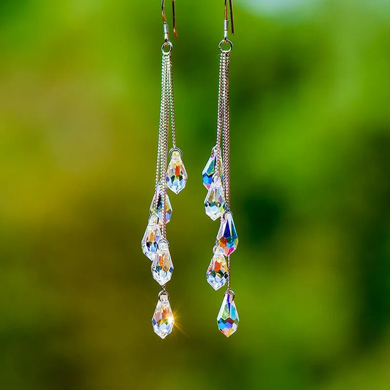 Natural Stone Jewels® - Fashion crystal water drop tassel earrings for women - NaturJewels®
