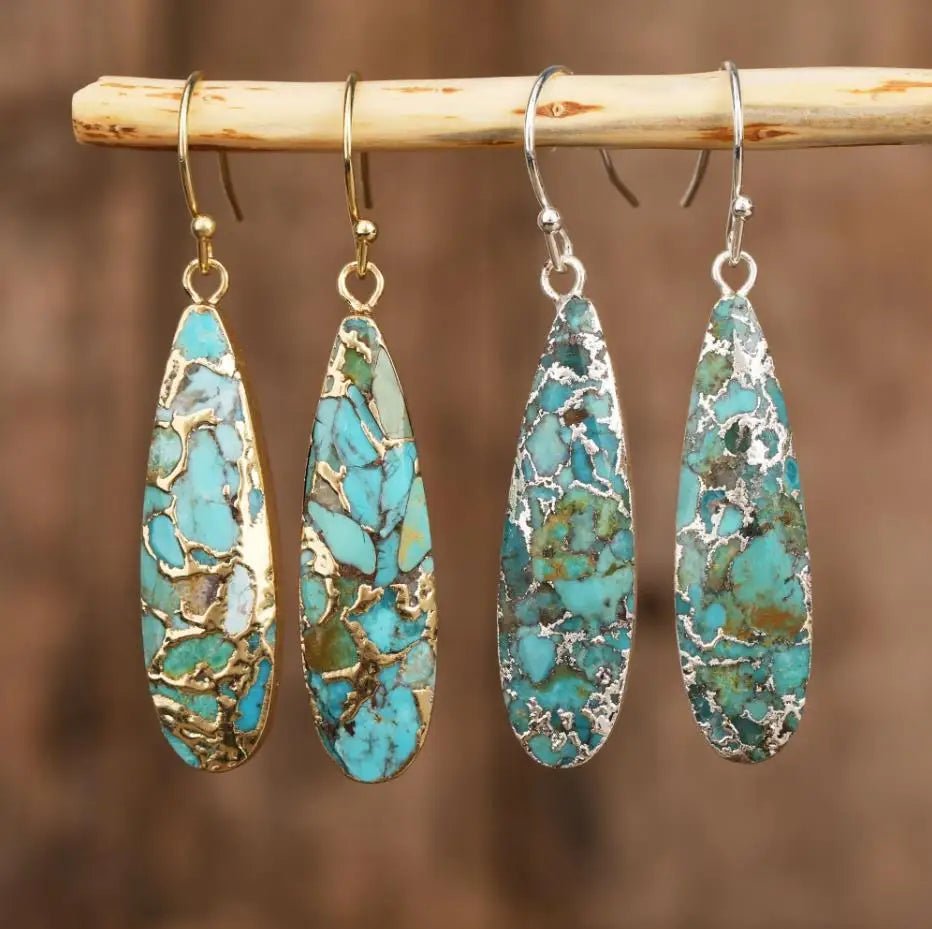 Natural Stone® Jewels - Handmade turquoise dangle earrings for women - NaturJewels®