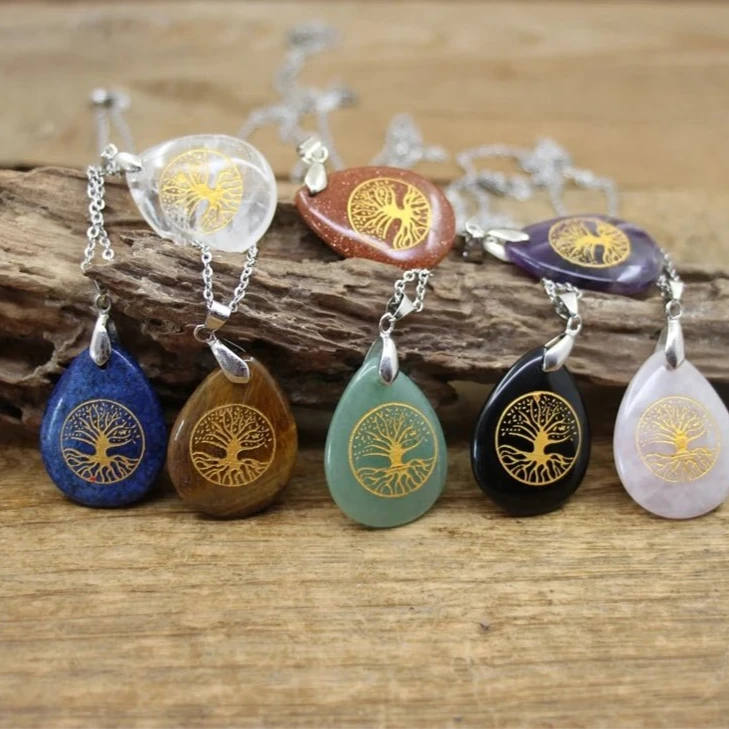 Natural Stone Jewels® - Healing crystal tree of life necklaces natural stone for man and women - NaturJewels®