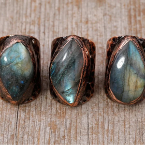 Natural Stone® - Labradorite and Luxot Bronze Rings - NaturJewels®