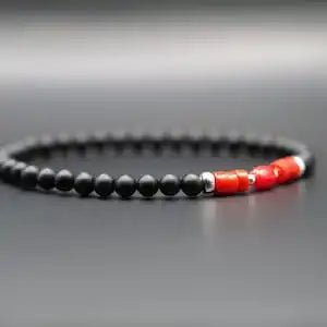 Natural Stone® - Men's coral bracelet with red and black stones - NaturJewels®