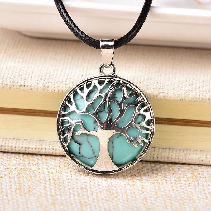 Natural Stone® - Natural stone tree of life necklace with pendulum - NaturJewels®