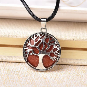 Natural Stone® - Natural stone tree of life necklace with pendulum - NaturJewels®